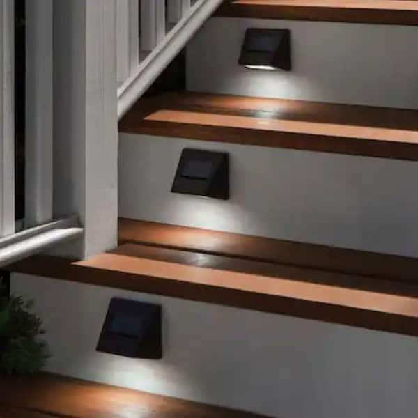 Hampton Bay Bronze Integrated LED Downcast Outdoor Solar Deck Light (4-Pack)
