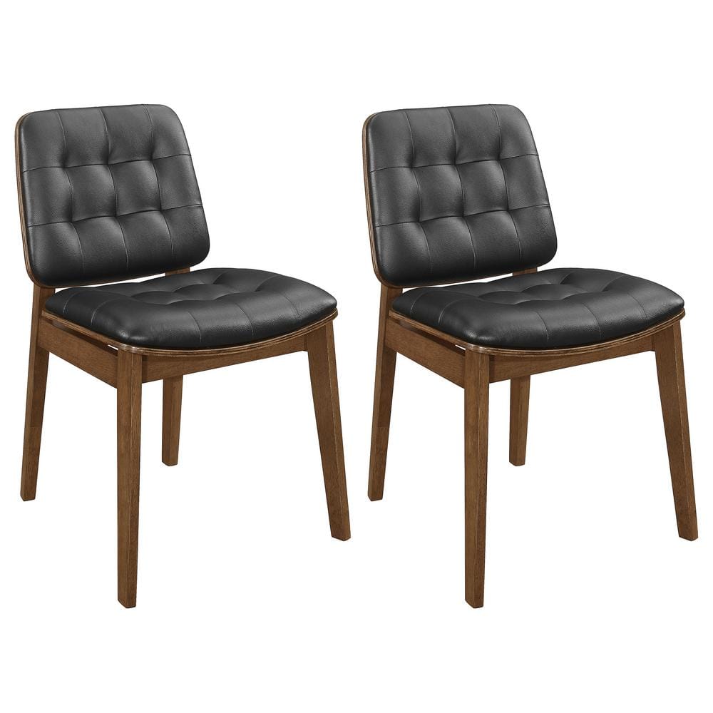 Coaster Redbridge Natural Walnut and Black Faux Leather Tufted