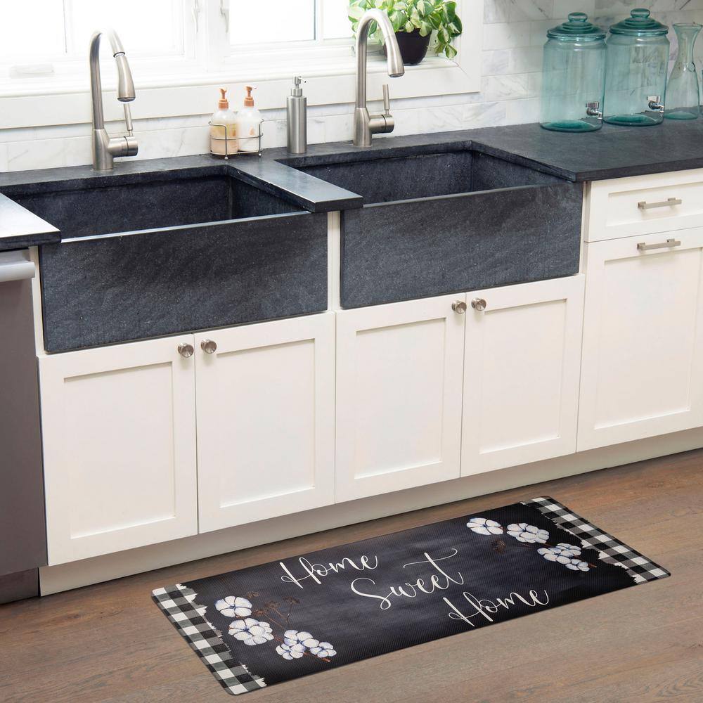 Black and White Buffalo Check Anti-Fatigue Kitchen Mat