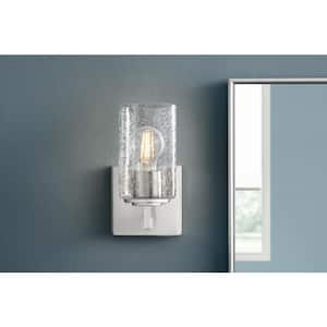 Helenwood 1-Light Brushed Nickel Wall Sconce with Clear Seeded Glass