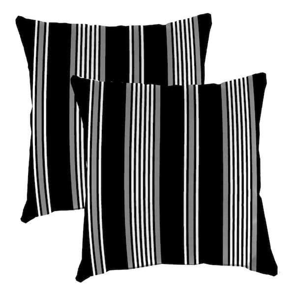 19 in. L x 19 in. W x 5 in. T Square Outdoor Throw Pillow in Reeder Black (2-Pack)