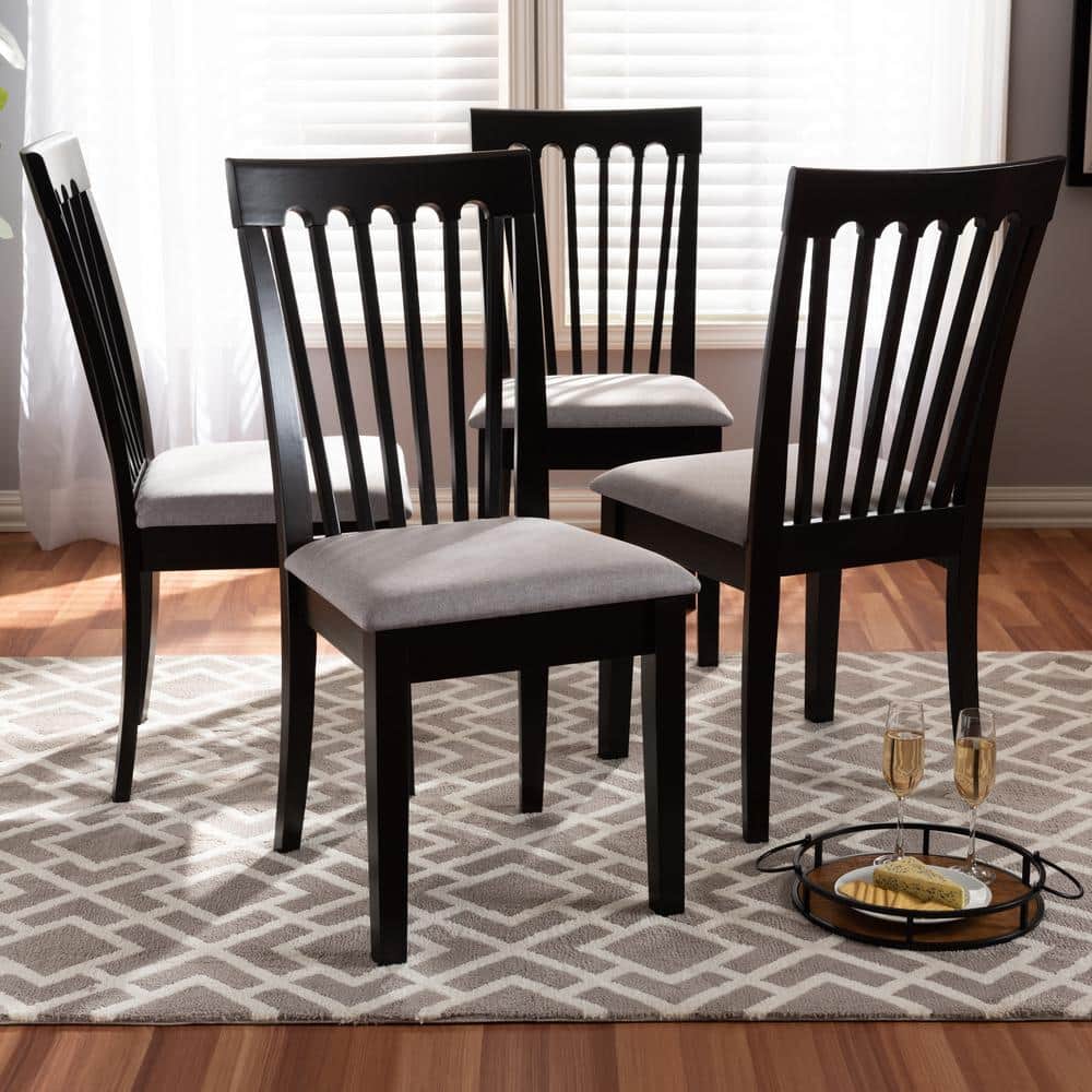 Parsons High Slat Gray Cane and Wood Side Chair
