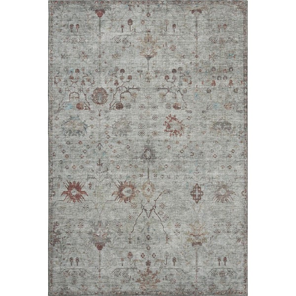 Mayfield Premium Machine Washable Abstract AMF1972 Gray 3 ft. x 5 ft. Area Rug