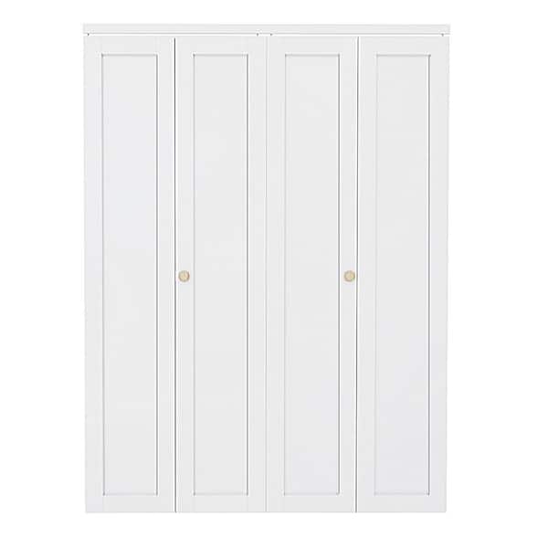 60 in. x 96 in. 1-Lite Solid Core Panel White Primed Composite MDF Interior Closet Bi-fold Door with Hardware Kit