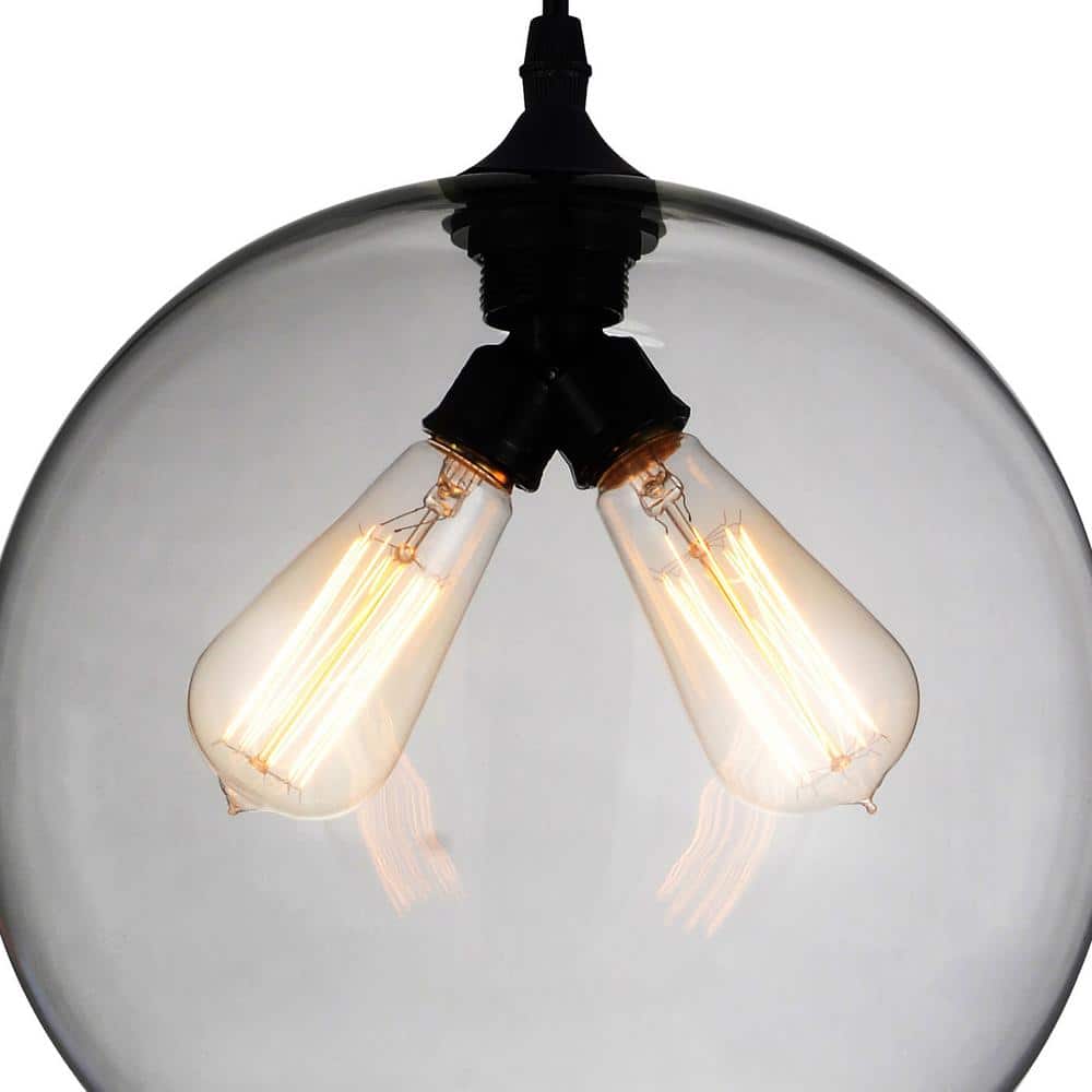 Black Smoke Glass Mini Globe Pendant Light