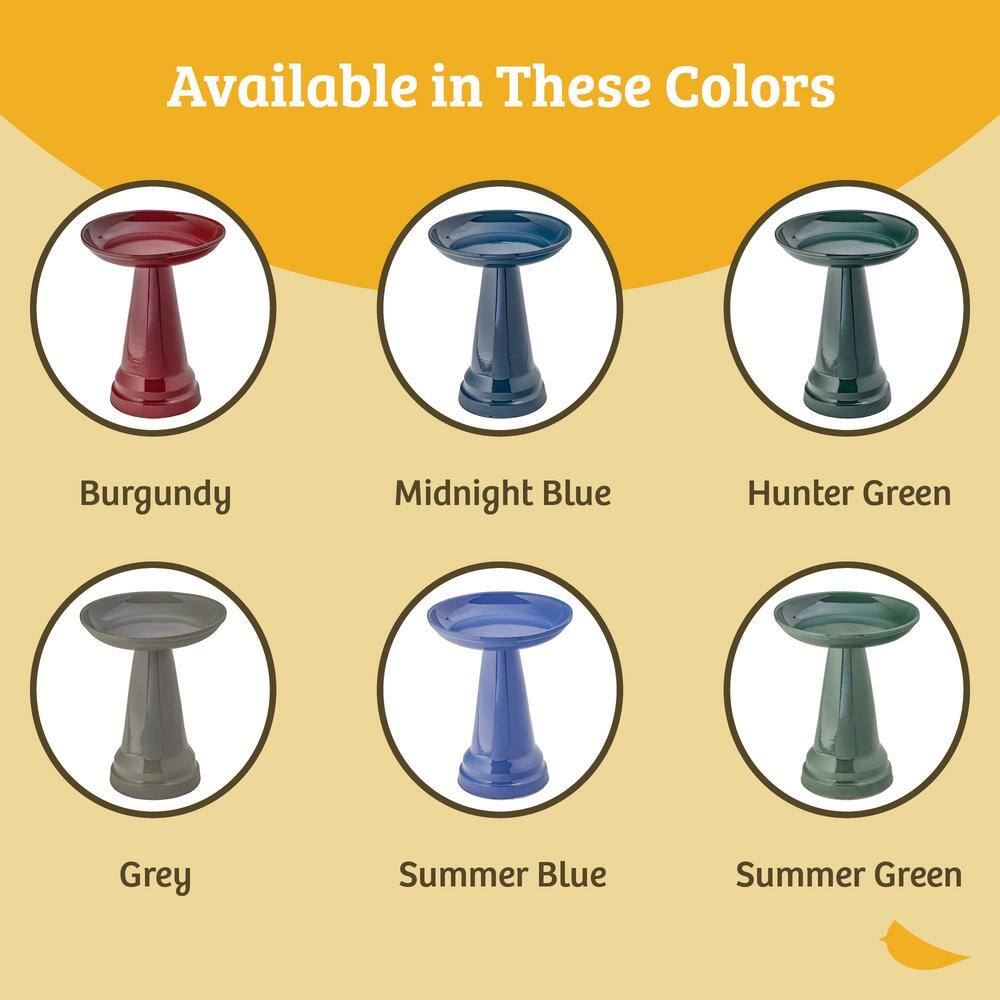 Hunter Green Ceramic Locking Top Bird Bath Stand