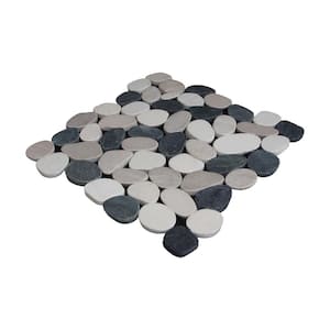 Sliced Pebble Mosaic Tile Sample Color Black, White and Tan 4 in. x 6 in.