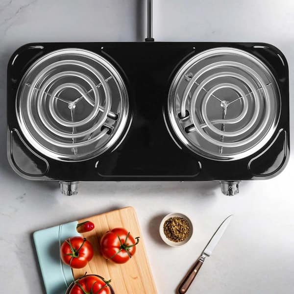 Lynzavix 2-Burner Black Hot Plate 2000W Portable Electric