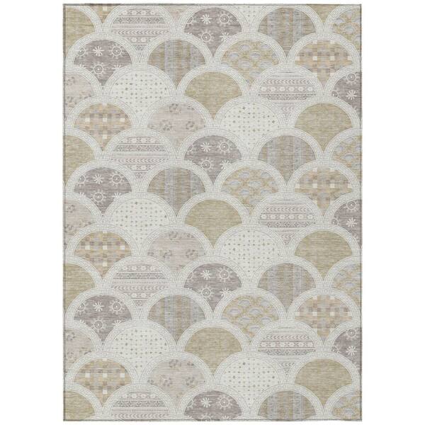 Chantille Machine Washable Indoor/Outdoor Abstract ACN2863 Ivory 5 ft. x 7 ft. 6 in. Area Rug