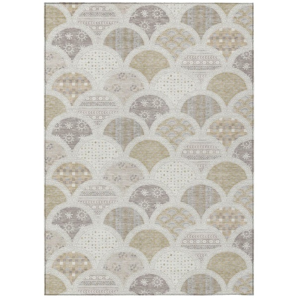 Chantille Machine Washable Indoor/Outdoor Abstract ACN2863 Ivory 9 ft. x 12 ft. Area Rug