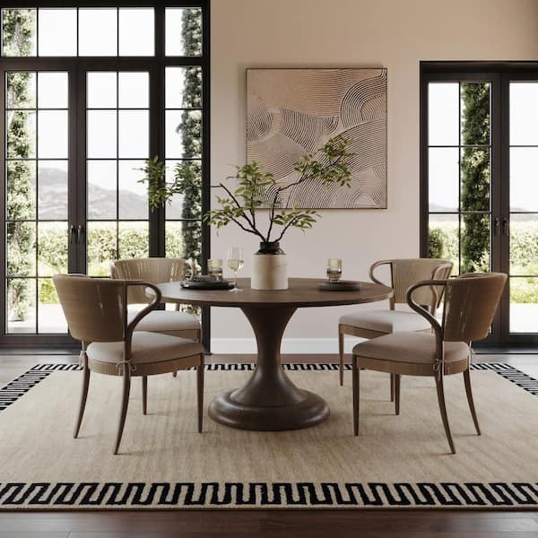 6 ft. x 9 ft. Tan Taya Modern Bordered Indoor Area Rug