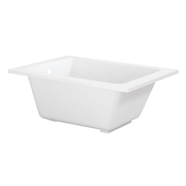 Aqua Eden 48 in. x 34 in. Acrylic Rectangular Drop-In Soaking Bathtub with Reversible Drain in Glossy White