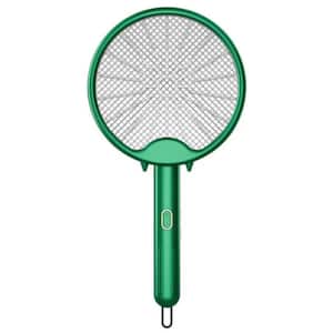 Round Folding Electric Fly Swatter Usb Rechargeable W/Purple Light Trap Insect Exterminator Anti-Mosquito Device Green