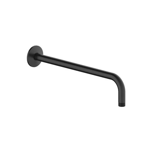 14.5 in. Wall-Mount Rain Head Shower Arm and Flange in Matte Black