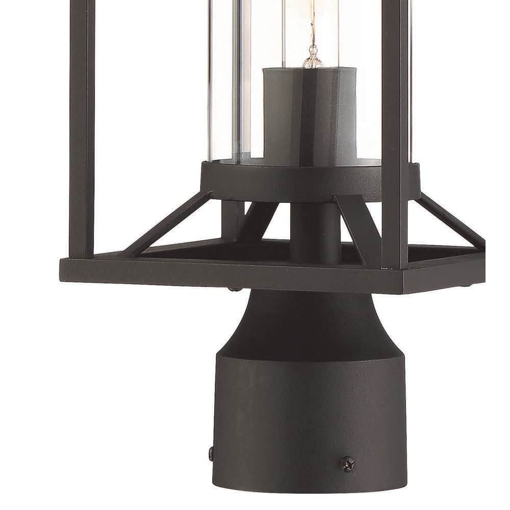 Black Metal Outdoor Post Light with Clear Glass Shade