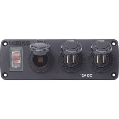 Water-Resistant Accessory Panel - 15A Circuit Breaker, 12V Socket, 2x 2.1A Dual USB Chargers