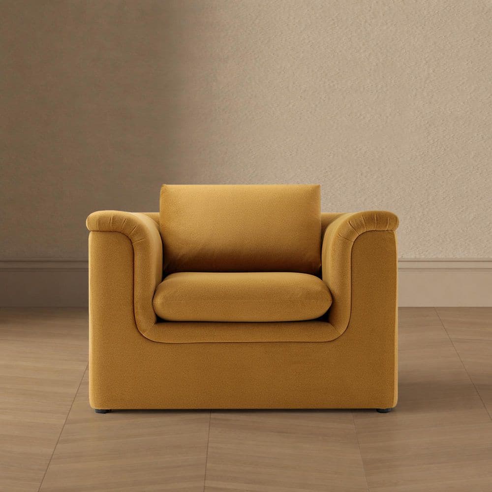 Haven Contemporary Harvest Gold Faux Mohair Upholstered Accent Arm Chair