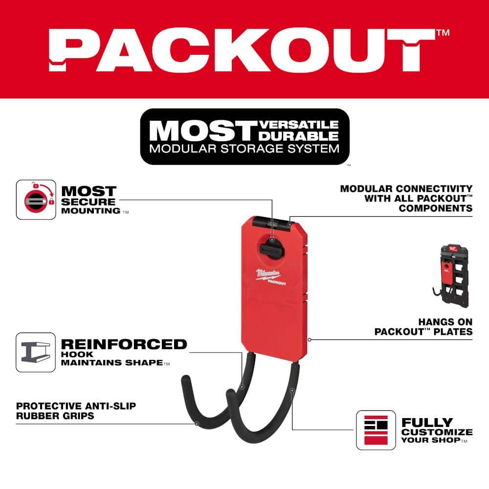 Milwaukee 48-22-8331-4 PACKOUT Curved Utility Hook (4-Pack) PACKOUT Curved Utility Hook (4-Pack) - 1