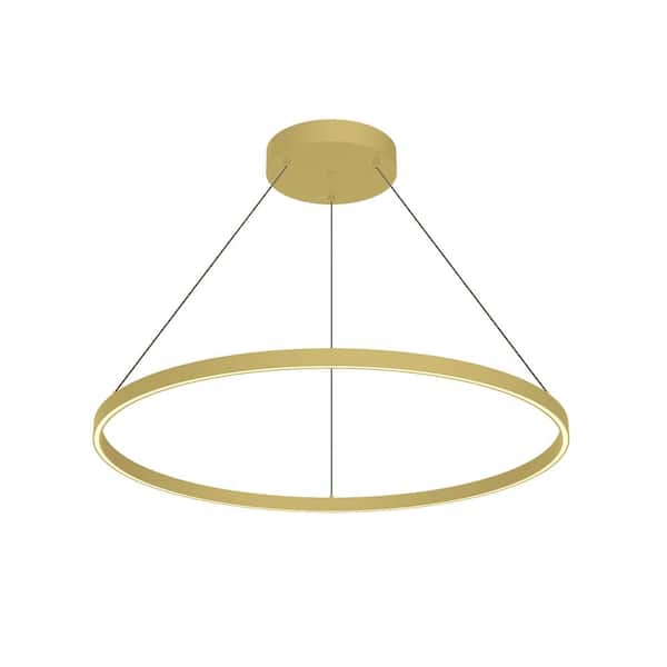 Cerchio 36 in. 1 Light 78-Watt Brushed Gold Integrated LED Pendant Light