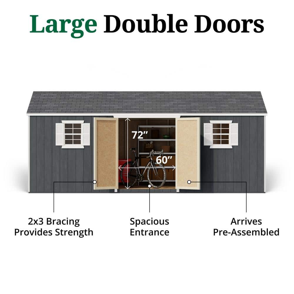 Brown 10' x 20' Workshop Shed Kit with Shelving and Windows