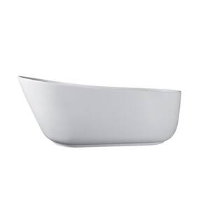 67 in. x 31.5 in. Solid Surface Freestanding Soaking Bathtub in Matte White