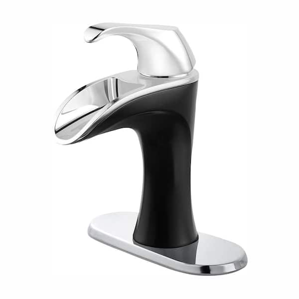 Pfister Brea 4 in. Centerset Single-Handle Bathroom Faucet in Chrome and Matte Black