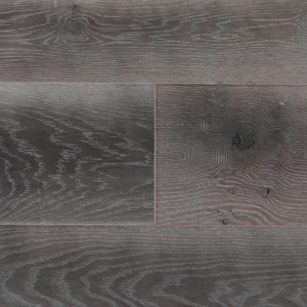 NATU Take Home Sample - Wide Plank Hickory Heirloom Brushed Engineered Hardwood Flooring - 5 in. X 7 in., Dark