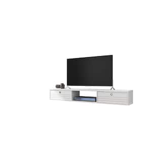 Liberty 63 in. White Particle Board Floating Entertainment Center Fits TVs Up to 60 in. with Storage Doors