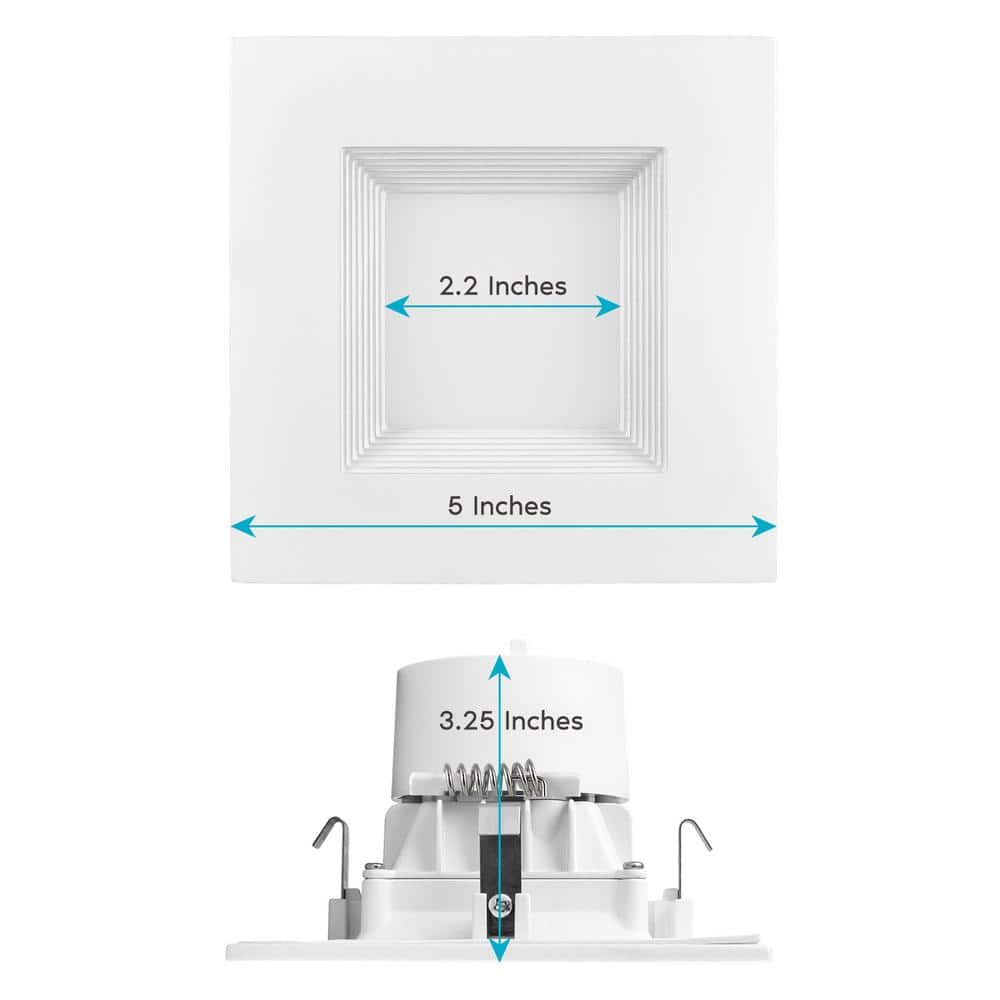 White Aluminum 4 Inch Square Recessed LED Can Lights