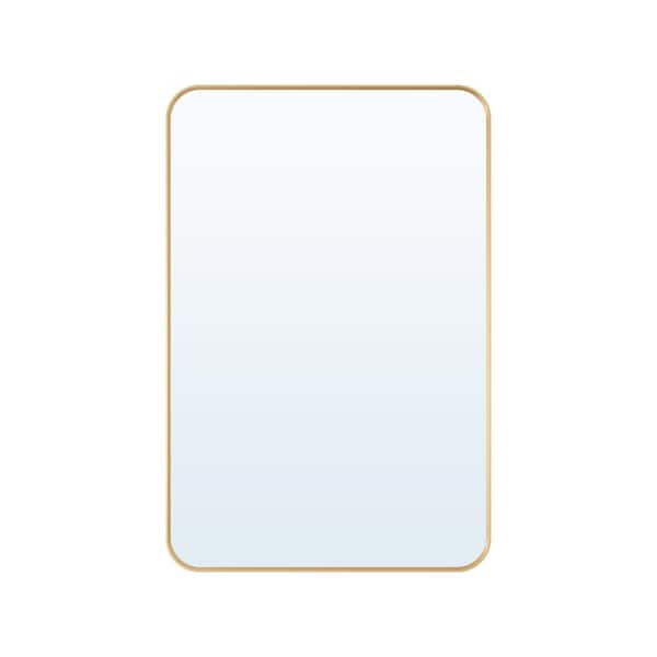 FORCLOVER 24 in. W x 36 in. H Rectangular Aluminum Framed Wall Mount Bathroom Vanity Mirror in Brushed Gold
