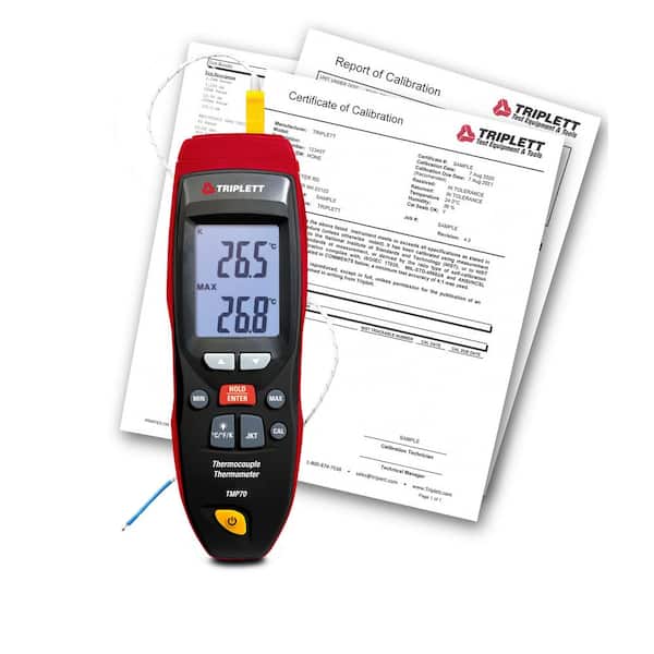 Single Input Type K, J, T Thermocouple Thermometer with Certificate of Traceability to NIST