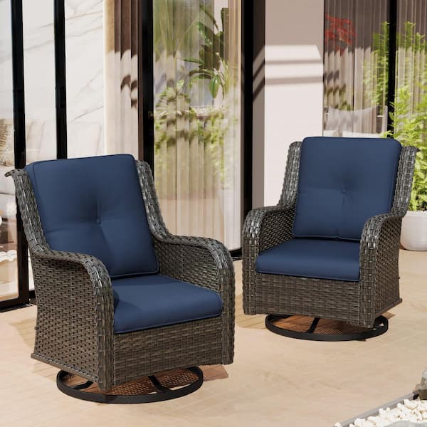 22 in. x 24 in. Outdoor Lounge Chair Replacement Cushion Set in Blue