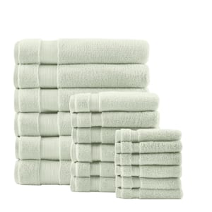 Egyptian Cotton Watercress Green 18-Piece Bath Sheet Towel Set