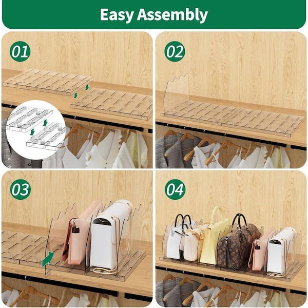 Lynzavix Adjustable Shelf Divider for Closet, 2-Pack Clear