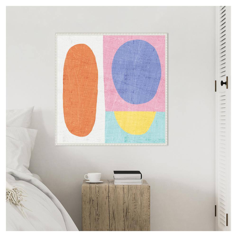 Pastel Abstract Geometric Canvas Art with White Frame