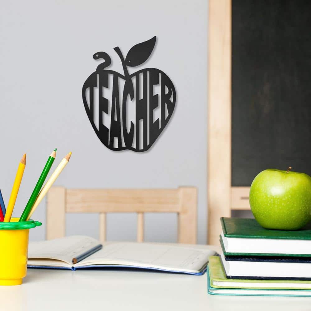 Classroom Decor Teacher Name with Apple Sign Gift S1180 Classroom Sign Metal 
