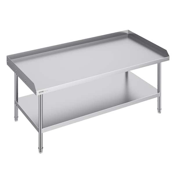 VEVOR Stainless Steel Worktable, 30 in. L x 60 in. W x 26 in. H Commercial Food Prep Worktable, Kitchen Prep Table 3-Sided