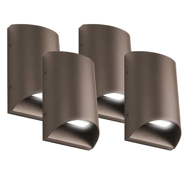 Feit Electric 19-Watt Integrated LED Bronze Up and Down Light Security Cylinder Outdoor Wall Pack Light 5000K 4-Pack