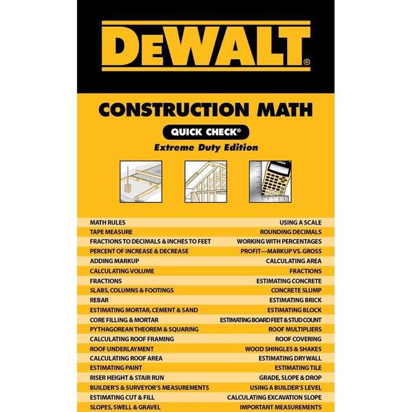 Unbranded DEWALT Construction Math Quick Check: Extreme Duty Edition