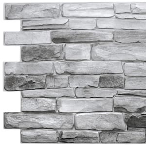 3D Falkirk Retro III 39 in. x 20 in. Grey Faux Stone PVC Decorative Wall Paneling (10-Pack)
