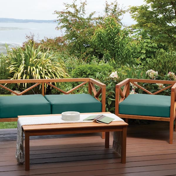 Ravenna Mallard Green 48 in. W x 18 in. D x 3 in. T Rectangular Outdoor Bench/Settee Cushion