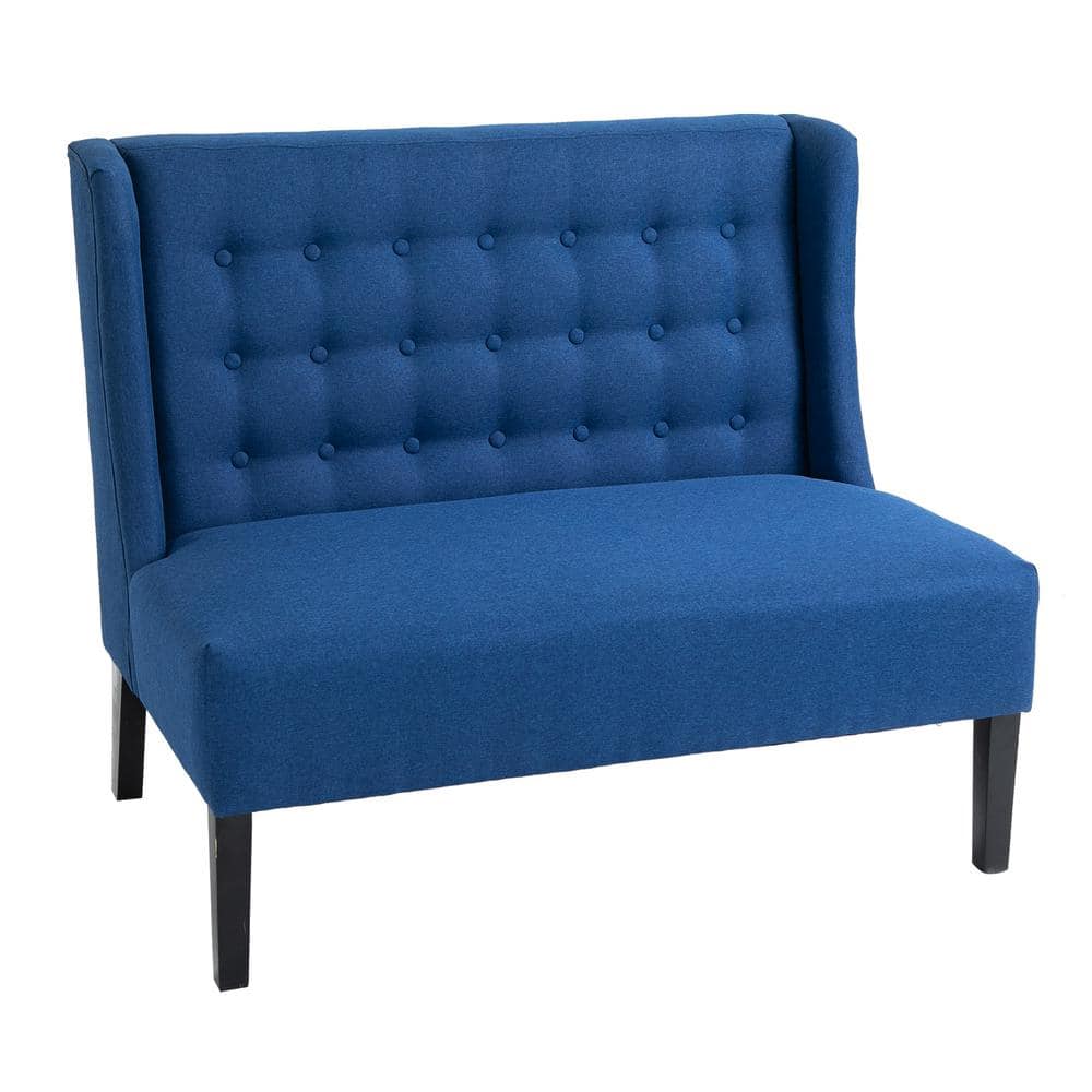 HomCom 43.25 in. Blue Linen 2-Seat Sofa with Armless Tufted Design  833-910BU - The Home Depot