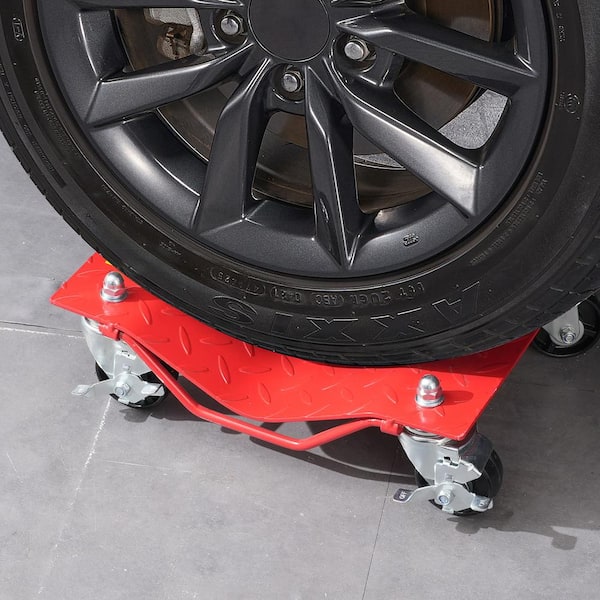 Wheel Dolly, 8000 lbs. Capacity Heavy-Duty Steel Car Mover, Wheel Dolly Car Tire Stake Set with Brakes