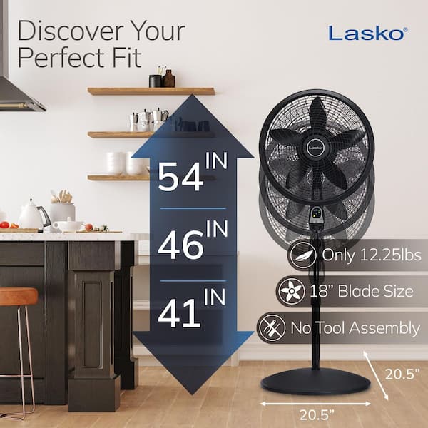 Lasko Cyclone 18 in. 3 Speed Oscillating Pedestal Fan for Home in