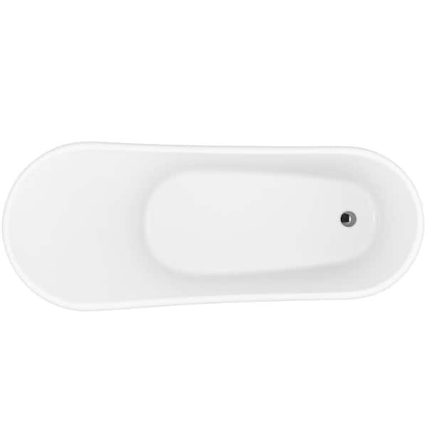 AKDY 63.6 in. Acrylic Reversible Drain Oval Slipper Flatbottom