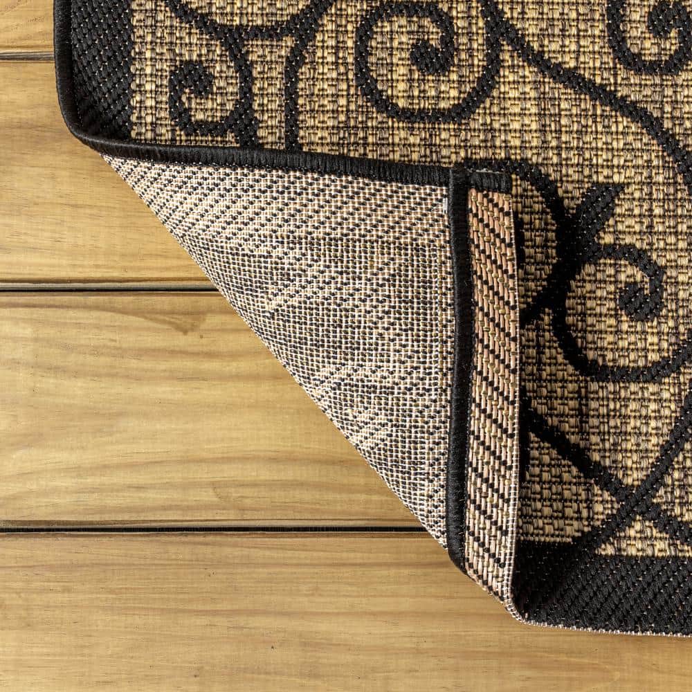 Madrid Vintage Boho-Chic Black/Khaki Flatweave 4x6 Area Rug