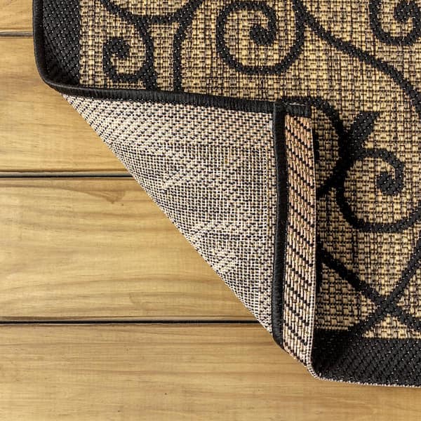 3'x5' Madrid Vintage Filigree Textured Weave Indoor/Outdoor Area Rug, Beige/Brown - Jonathan Y