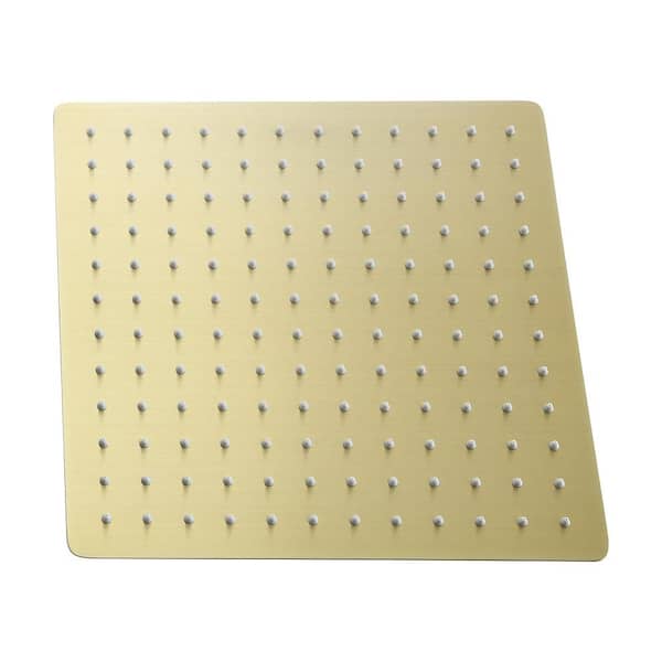 Unbranded 1-Spray Patterns with 2.5 GPM 12in. Ceiling Mount and Wall Mount Rain Fixed Shower Head in Brushed Gold