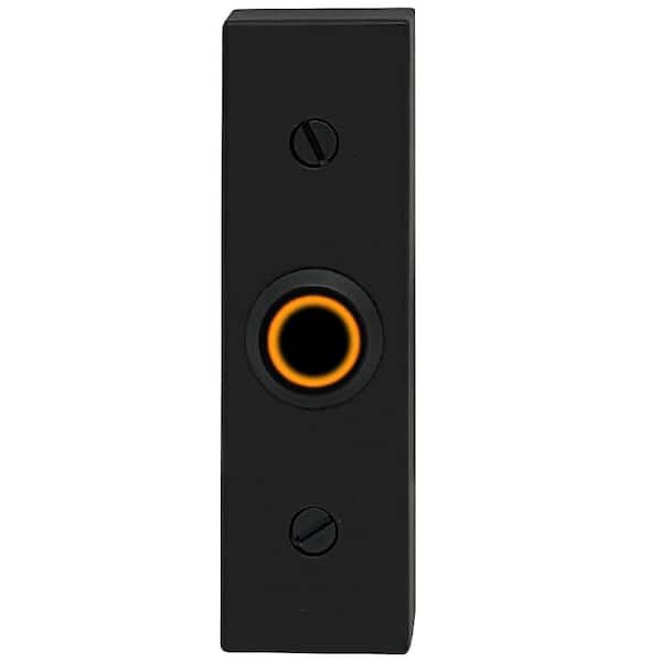 Newhouse Hardware Wired Metal Rectangular Surface Mount Doorbell Chime Push Button with LED Button Light in Black, Door Bell Button Only