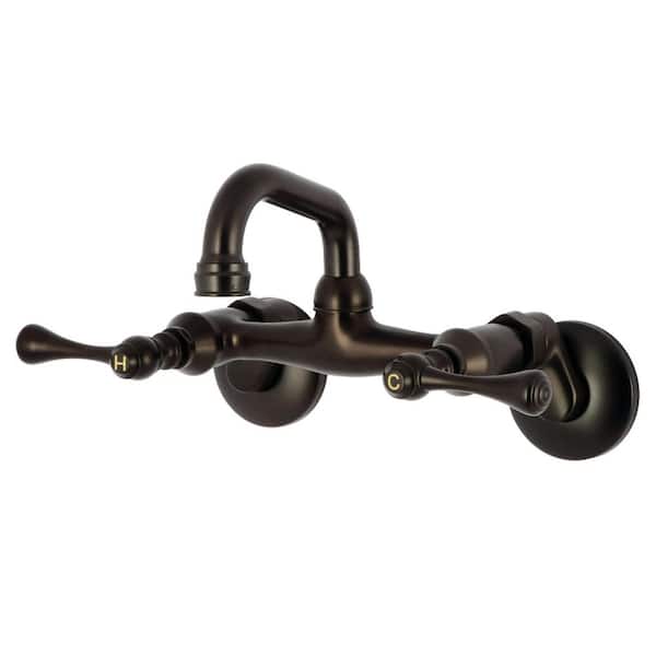 Kingston 2-Handle Wall Mount Bar Prep Faucet in Oil Rubbed Bronze